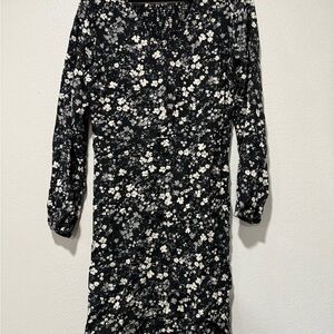 Floral Black and White Dress